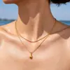 Collar de Acero de Titanio con Baño de PVD en Forma de Gota de Agua para Mujer, Oro de 18 Quilates, No se Desvanece, Estilo Europeo y Americano, Lujo Ligero, Sensación de Alta Gama, Cadena Versátil para Clavícula