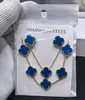 Conjunto de Pulseira, Colar e Brincos de Trevo de Quatro Folhas com Cinco Flores de 15mm, Elegante, de Luxo Leve, Alta Qualidade, Venda Direta da Fábrica