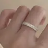 Anillo Abierto de Diamante Estilo Nuevo para Mujer, Gama Alta, Versátil, Plata S925, Borde de Perlas Retro, Anillo Índice Completo de Diamantes de Zirconia