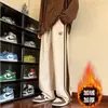 Pantalones de pana para hombre, pierna recta, corte holgado, estilo casual, adecuados para otoño e invierno, con forro polar añadido para mayor calidez, pantalones largos deportivos para hombre