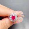 Anillo de Rubí Natural Rojo Paloma Plata 925 Incrustado Anillo de Rubí para Mujer Estilo Coreano Regalo para Novia
