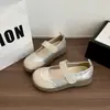 Zapatos Mary Jane de Piel Suave para Mujer 2025 Primavera y Otoño Nuevo Estilo Planos Suela Suave Velcro Cómodos Modernos Versátiles Zapatos Casuales