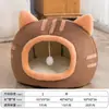 Novo Ninho de Gato Semi-fechado Quente para Outono e Inverno, Ninho de Animal de Estimação Removível e Lavável, Casa para Gato e Casa para Cachorro de Veludo Espesso