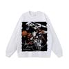 Camiseta de manga larga lavada con gran desgaste y estampado de estrella de baloncesto estadounidense para hombres y mujeres, marca de moda callejera de hip hop, base transfronteriza.