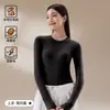 Camisa Básica de Veludo de Coelho Angorá Gola Redonda Manga Longa Tricô Feminina Outono Cor Lisa Simples Slim Top Interno de Seda para Mulheres