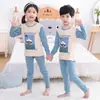 Pijama Infantil para Primavera, Outono e Inverno, Algodão Puro, Roupa Íntima para Meninos e Meninas, Roupas de Outono e Conjuntos de Calça Longa para Meninos, Roupas de Casa Infantis de Manga Longa