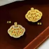 Tienda de Joyería Bañada en Oro Estilo Filigrana de Hoja de Bambú Hueca Colgante de Candado Ruyi para Mujer, Cadena de Suéter de Gama Alta de Nicho