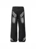 Jeans de Pierna Ancha con Parches Rayados Estilo Americano para Hombre, Nueva Marca de Tendencia de Primavera, Pantalones Rectos de Pierna Ancha Sueltos Lavados Vintage