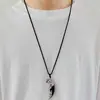 Collar Cruzado para Hombre Europeo y Americano Hip-Hop Retro Personalidad Colgante Diente de Lobo Cadena Larga para Suéter Joyería Lista para la Venta