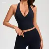 Top Esportivo Cruzado Sexy Decote V Profundo para Mulheres, Respirável, Lindo Design nas Costas, com Bojos, Gola Halter, Roupa para Fitness Yoga Yg-1006