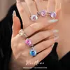 Anillo abierto redondo geométrico de circonita, estilo nicho de alta gama, estilo europeo y americano, joyería de moda única y exagerada al por mayor