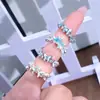 Anillo Abierto Estilo Primavera y Verano Verde Menta Fresco Esmalte Gota de Aceite Mariposa, Anillo Único de Nicho Lujo Ligero Sensación de Alta Gama