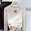 Nova Blusa Térmica de Fleece com Gola Meia-Alta para Meninas Estilo Outono/Inverno para Crianças de Tamanho Médio a Grande Versátil Casual Quente Blusa com Detalhe na Orelha
