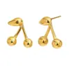 Pendiente Creativo de Acero Inoxidable Chapado en Oro de 18K con Temperamento Europeo y Americano, Diseño de Nicho, para Viajero, Pendientes de Cereza, Collar