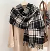 Bufanda de Cuadros Estilo Coreano Nueva para Mujer, Borla de Cachemira Sintética, Chal de Moda y Versátil, Bufanda Gruesa y Cálida de Invierno para Pareja