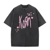Camiseta Lavada Fresca, Camiseta Vieja de Rock and Roll Korn Metal