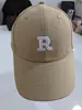 Boné de Baseball Feminino para Todas as Estações com Teto Macio, Bordado 3D com Letra R, Tecido Lavado, Ajustável, Simples Casual para Uso Diário