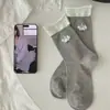 Calcetines Blancos con Estampado de Corazones para Mujer para Primavera y Otoño, Algodón, Absorbentes de Sudor, Transpirables, Elásticos, de Media Pantorrilla, Suaves, Amigables con la Piel, Cómodos, Resistentes al Olor