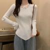 Ropa de punto estilo deseo puro para mujer otoño e invierno Nuevo sentido del diseño nicho suéter irregular delgado adelgazante camisa básica moda
