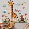 Pegatinas Decorativas de Papel Tapiz de Jirafa Conejo Oso de Dibujos Animados Transfronterizas para Dormitorio Sala de Estar Habitación Infantil Autoadhesivas PVC