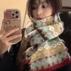 Estilo Fair Isle! Cachecol Tricô Jacquard Vermelho Retrô para Mulheres, Atmosfera de Inverno, Quente e Resistente ao Frio, Aquecedor de Pescoço Versátil