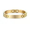Pulsera de Acero Inoxidable con Baño de Oro Real de Alta Venta Transfronteriza, No se Desvanece, Correa de Reloj Ajustable, Pulsera Curva para Grabado DIY