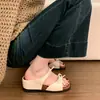 Sandalias de una tira con lazo y punta cuadrada de suela gruesa para mujer, Nuevo modelo Verano 2026, Adecuadas para combinar con faldas, Chanclas con tacón de cuña que aumentan la altura