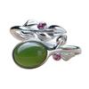 Anillo de Moda Artística de Plata S925 Rey Ciervo Dorado Chapado en Oro con Jade Hetian Incrustado Venta al por Mayor Anillo de Jaspe para Dedo Índice para Mujer