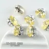 Arte de Uñas Brillante Amarillo Brillante K9 Sin Base con Diamantes Triturados Chapados en Oro, Lujoso Arte de Uñas Rectangular Hecho a Mano con Diamantes