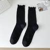 Calcetines de Malla Hueca de Color Sólido con Volantes para Mujer Calcetines de Media Caña Ins Trendy Verano Delgados Estilo Ballet Transpirables Calcetines Largos para Mujer