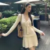 Vestido de Punto para Mujer Redenguan, Nuevo Estilo Francés Otoño/Invierno, Manga Larga, Adelgazante, Vestido de Encaje