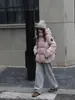 Chamarra de Plumas con Capucha de Capa de Aire 90 Plumas de Pato Blanco Resistente al Viento Cálida de Longitud Media para Mujer Talla Pequeña Abrigo de Invierno Engrosado