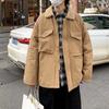 Abrigo casual americano con cuello de cordero acolchado de algodón para hombre otoño e invierno Nuevo holgado talla grande versátil bolsillo grande chaqueta acolchada de algodón top