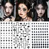 Pegatinas de purpurina para la cara de Halloween, maquillaje de cosplay, maquillaje de fiesta, tatuajes temporales, disfraz de Halloween, diseño exquisito, pegatinas para la cara para mujeres