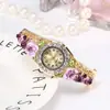 Moda Vintage Cloisonné 3D Flor Rica Reloj de Pulsera para Mujer Pulsera de Moda para Mujer Reloj de Cuarzo