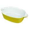 Prato Retangular Binaural de Cerâmica para Assar Arroz, Frutas, Salada, Massa Prato de Cerâmica para Mesa de Restaurante e Hotel