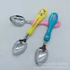 Colher de desenho animado infantil talheres de aço inoxidável colher espessada treinamento para comer de bebê colher coreana atacado de um yuan