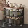 Estante de Almacenamiento de Escritorio Cafetera Bolsita de Té Portavasos Tipo Cajón Cesta de Almacenamiento a Prueba de Polvo Encimera Mesa de Comedor Armario Estante de Almacenamiento