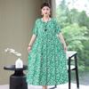 Nuevo Estilo Estilo Extranjero Ropa de Madre de Mediana Edad Vestido de Seda de Algodón Bueno de Alta Gama Verano para Mujer Talla Grande Manga Corta Color con Bolsillo de Solapa Pantalones