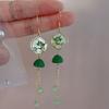 Aretes colgantes de hoja de bambú y loto con incrustaciones de diamantes redondos, gancho antiguo, estilo chino nuevo, frescos, combinan con todo, venta al por mayor