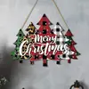 Letrero de madera de árbol de Navidad de una pieza colgante, Colgador de puerta de decoración navideña, Adorno de madera festivo impreso en UV, Transfronterizo