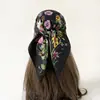 Lenço de Seda Floral Retro de Luxo Leve Transfronteiriço com Toque Macio, Lenço de Cabeça, Lenço, Lenço de Seda para Primavera e Outono, Lenço Quadrado Médio Feminino