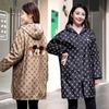 Delantal Largo de Invierno a Prueba de Viento de Manga Larga Grueso Largo de Terciopelo Cálido para Adulto Ropa Exterior Peto Antimanchas Abrigo Grande Ropa de Trabajo para Mujer Estampado
