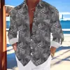 Nueva Camisa Casual de Manga Larga Transfronteriza Europea y Americana 2024 Estampado de Tortuga Manga Larga Hawaiana Explosiones Transfronterizas