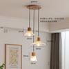 Lustre de Vidro Estilo Tronco Japonês Personalizado Lustre Pequeno para Janela de Restaurante Bar Lustre de Jantar Comercial com Três Cabeças e Corda de Cânhamo