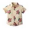 Camisa Havaiana Multicolorida Infantil Lapela Cardigã Moderno Cabelo de Praia Férias Manga Curta Estampa Floral Top Jaqueta Casual