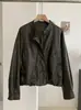 KEKEZOON Chaqueta de Cuello Alto Elegante con Cremallera, Cardigan de Manga Larga de Cuero para Mujer, Chaqueta Nueva de Corte Holgado para Otoño 8979