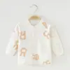 Cardigã para Roupa de Recém-Nascido, Body para Bebê, Roupa de Algodão Puro para Bebê para Primavera e Outono, Top Justo de Peça Única, Camada Base