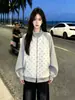 Sudadera con cremallera y manga larga de lunares, diseño moderno y único estilo coreano para mujer, nuevo top casual de otoño e invierno