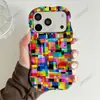 Funda de Teléfono Pixel de Color Dopamina de Moda para iPhone 14, Popular Funda de Película Ondulada Estilo Europeo y Americano para Apple 17